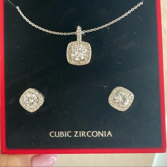 New Sparkle Allure 2-pc. Cubic Zirconia Pure Silver Over Brass Jewelry Set - Picture 3 of 4